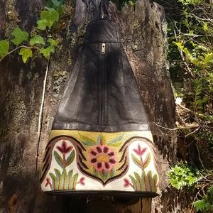 Kashmiri embroidered back pack style bag